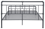 GDF Studio Sally Industrial Queen Iron Bed Frame, Charcoal Gray