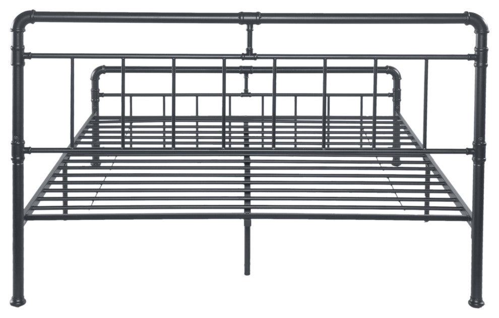 GDF Studio Sally Industrial Queen Iron Bed Frame, Charcoal Gray