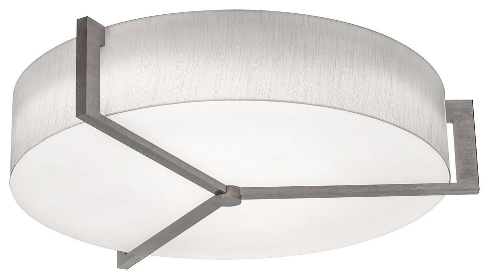 Apex 27" Medium Base Flush Mount, Weathered Gray Finish, Linen White Shade