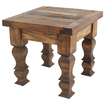 Rustic Old Door End Table, Natural Wood