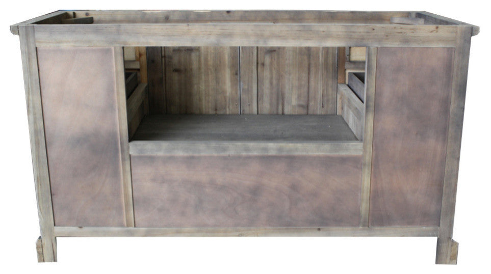 61" Rustic Solid Fir Sink Vanity, Gray, No Faucet