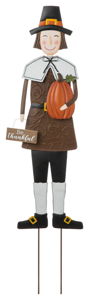 36"H Metal Thanksgiving Pilgrim Standing/Hanging Yard Decor, Boy