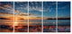 Tranquil Beach and Whimsical Clouds, Seashore Canvas Print, 60"x28", 5 Panels