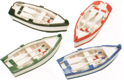 Set of Four Wooden Boats With Paddles