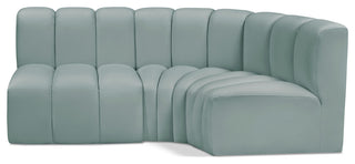 Arc Vegan Leather Upholstered 3-Pc. L-Shaped Modular Sectional, Green