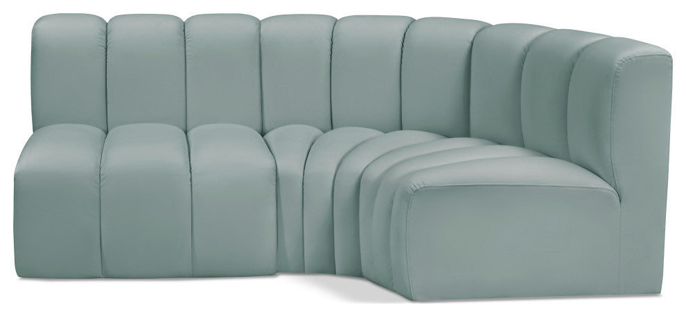 Arc Vegan Leather Upholstered 3-Pc. L-Shaped Modular Sectional, Green