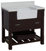 Charlotte 36" Bathroom Vanity, Chocolate, Quartz Top