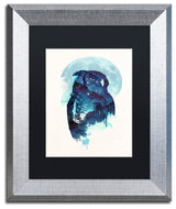 Robert Farkas 'Midnight Owl' Art, Silver Frame, Black Mat, 14x11