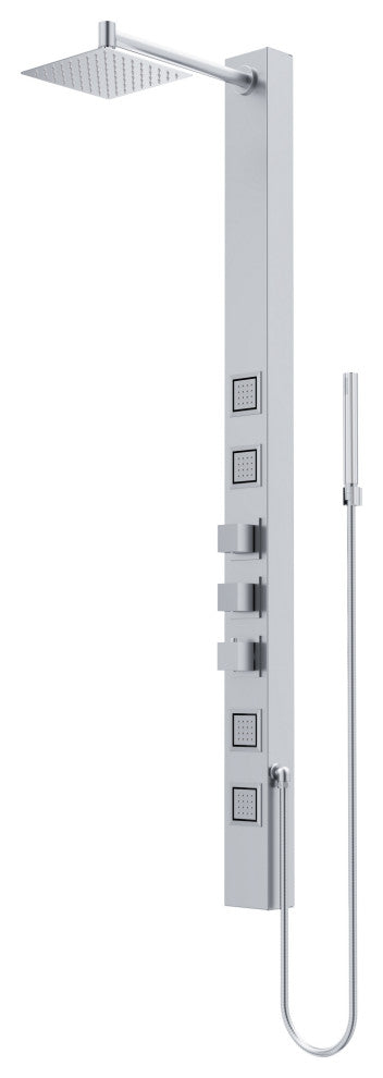 Sutton 58" H x 4" W 4-Jet Shower Panel with Square Shower Head, Stainless Steel