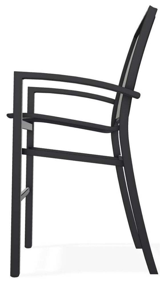 Kendall Sling Bar Height Stackable Outdoor Stool, Storm/Black