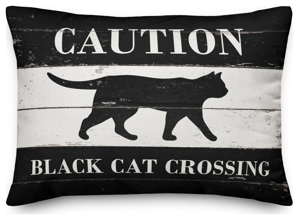 Black Cat Crossing 14x20 Spun Poly Pillow