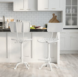 August Tractor Seat Stool With Back, White