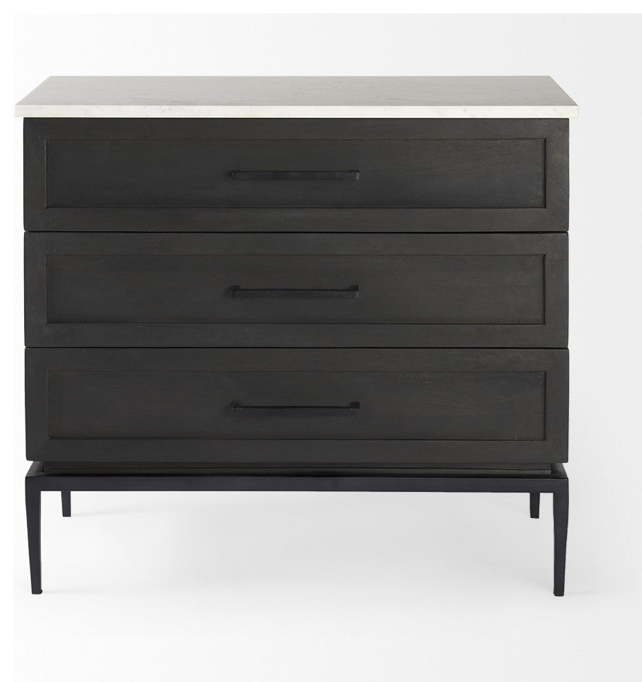 Updated Rustic Dark and Light Marble Top Dresser