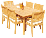 7-Piece Outdoor Teak Dining Set: 94" Rectangle Extn Table, 6 Maldives Arm Chairs