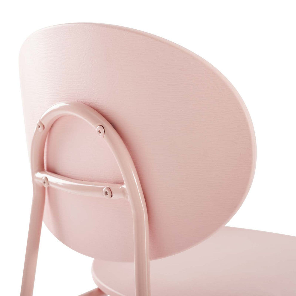 Side Dining Chair, Set of 2, Plastic, Metal, Pink, Modern, Bistro Restaurant