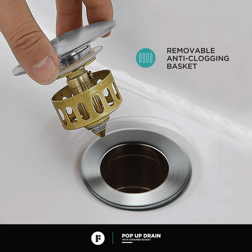 Pop Up Drain With Strainer Basket, Satin Nickel