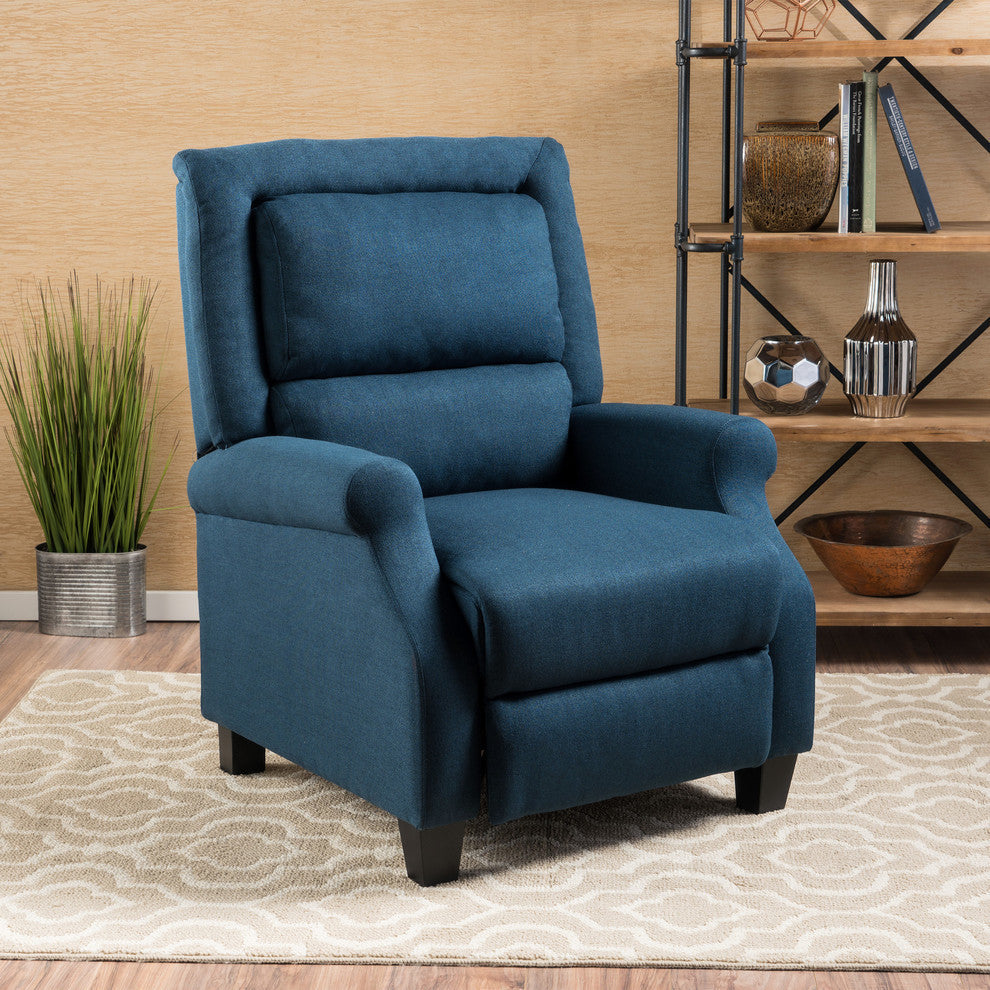GDF Studio Monica Dark Blue Fabric Recliner