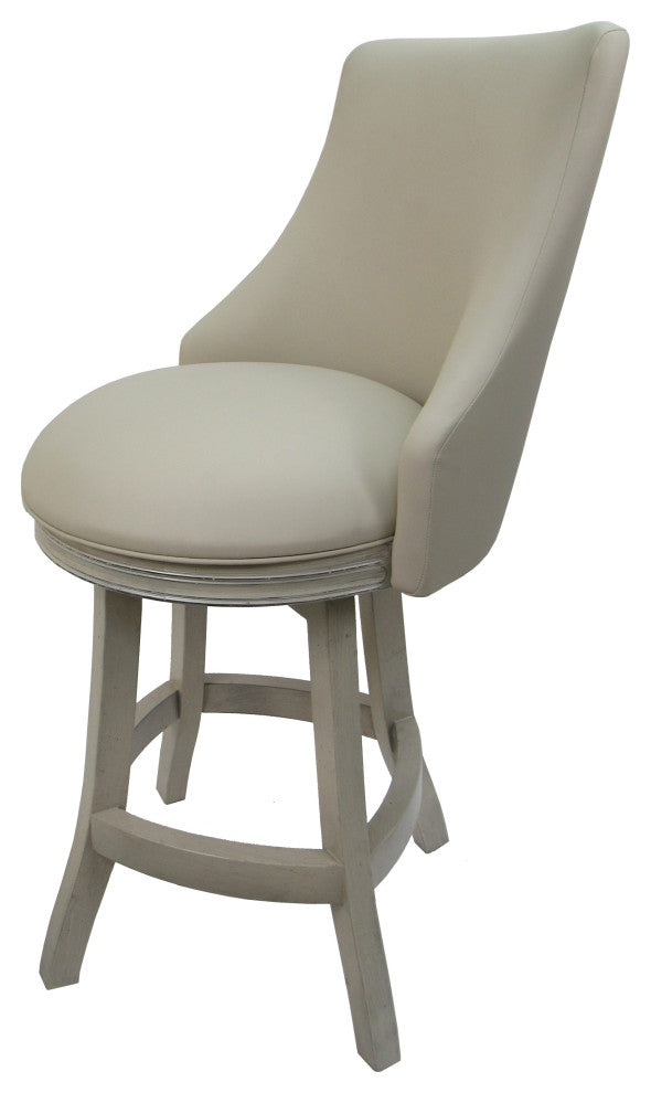 Swivel Bellissima Wood Stool, Ocean Beige Vinyl, Et, 26"