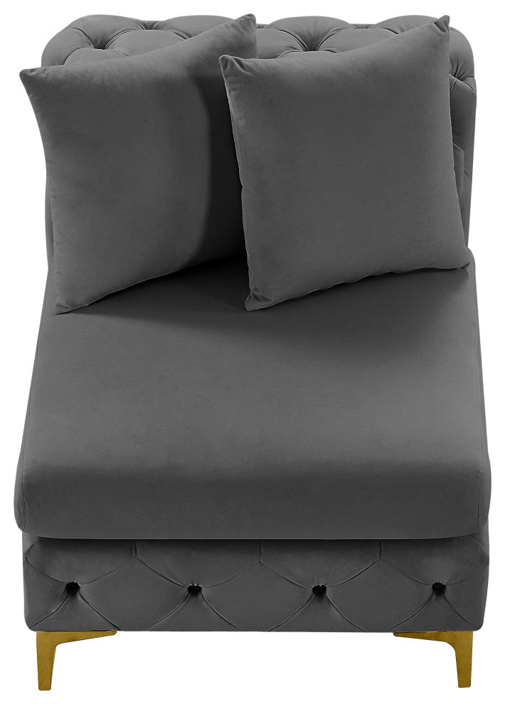 Tremblay Velvet Upholstered Armless Chair, Grey