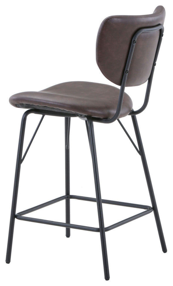 Owen Faux Leather Split-Back Counter Height Barstool (Set of 2) - Dark Brown