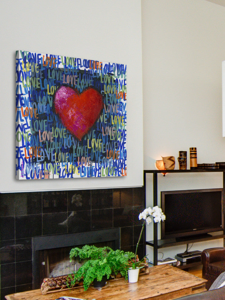 "Blue Love" Painting Print on Wrapped Canvas, 48x48