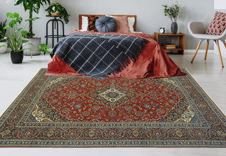 Fine Vintage Distressed Dilek Red/Navy Rug, 8'2 x 11'1