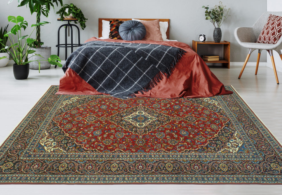 Fine Vintage Distressed Dilek Red/Navy Rug, 8'2 x 11'1