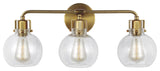 Clara 3-Light Vanity, Burnished Brass