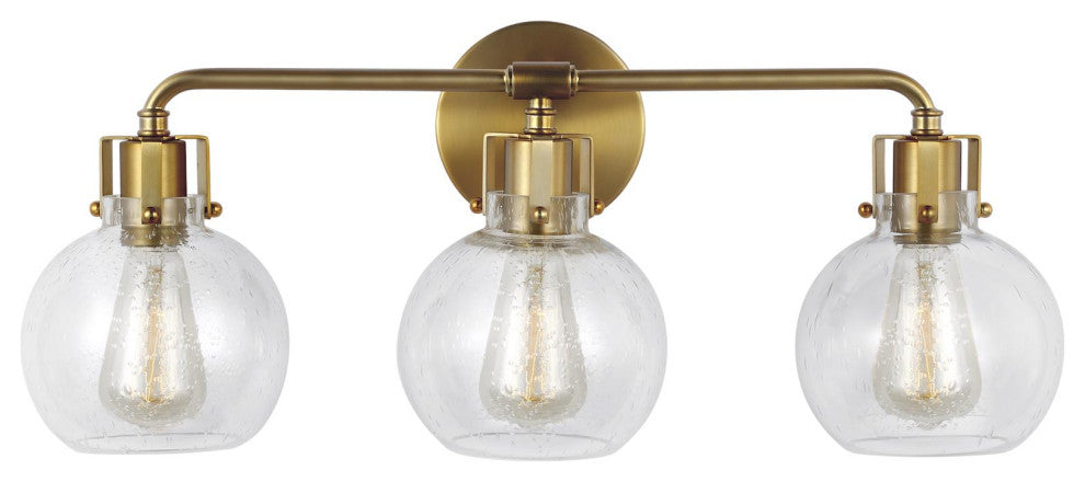 Clara 3-Light Vanity, Burnished Brass