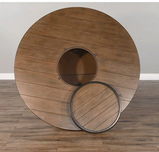 Unique Round 54" Counter Height Rustic Barrel Pub Table Warm Walnut