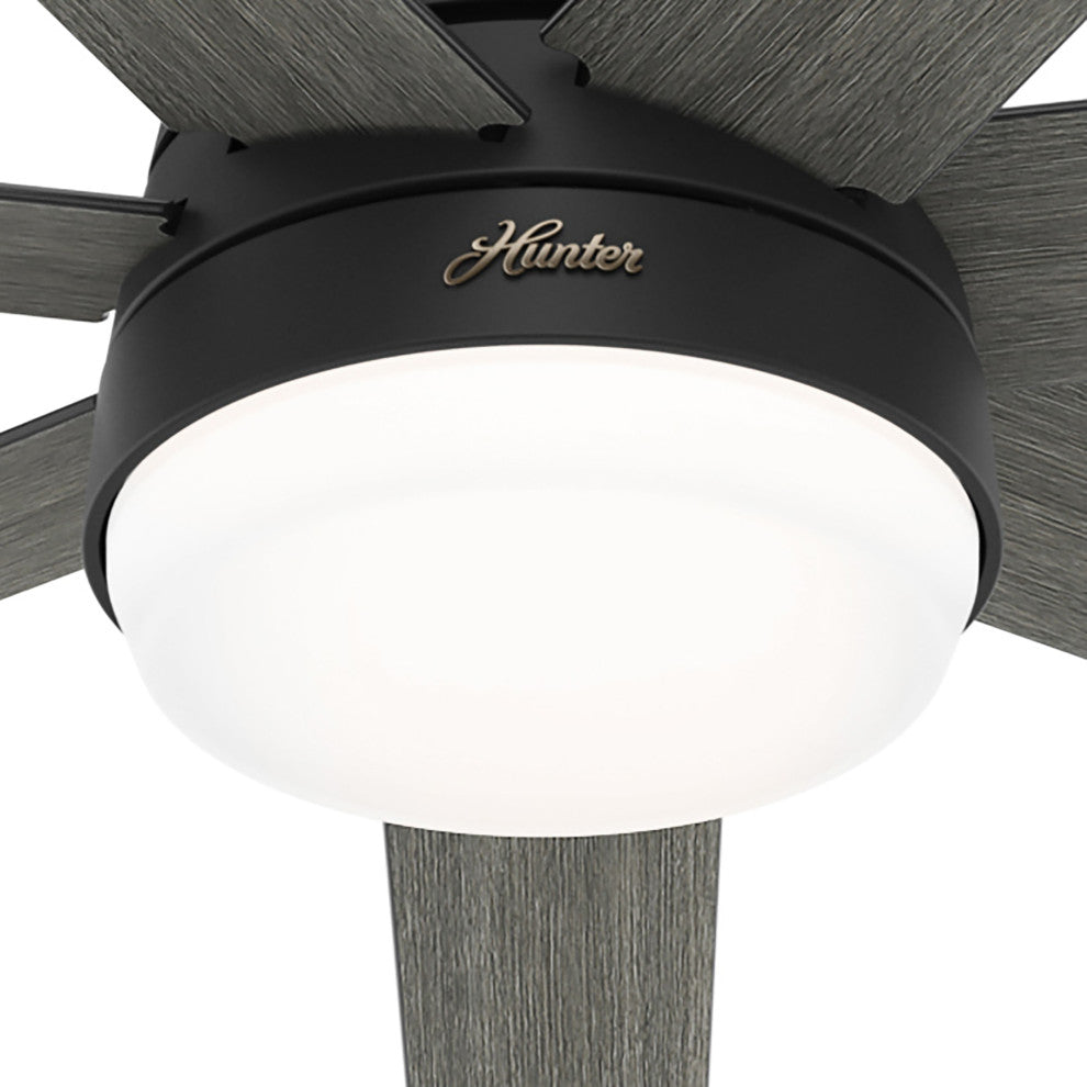 Hunter 60" WiFi Phenomenon Matte Black Ceiling Fan With LED Light, Wall Control