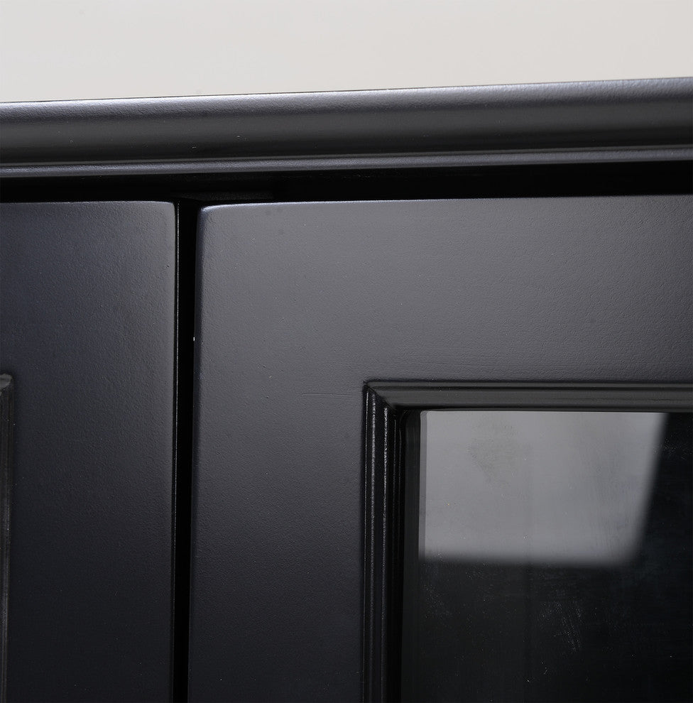 Os Home And Office Black Glass Door Accent And Display Cabinet