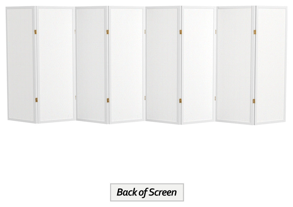4' Tall Window Pane Shoji Screen, White, 8 Panels