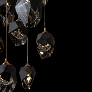 Chrysalis 9-Light Mixed Crystal Pendant Modern Brass Finish- Long, Black Crystal