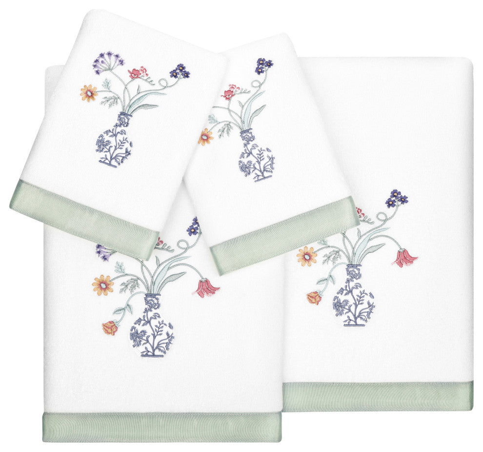 Linum Home Textiles 100% Turkish Cotton STELLA 4PC Embellished Towel Set