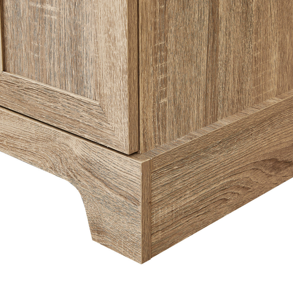 23 in. W x 71 in. H MDF Bathroom Storage Cabinet with Two Doors, Brown