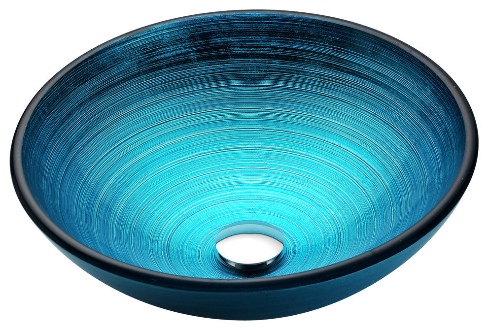 ANZZI Enti Series Deco-Glass Vessel Sink with Fann Faucet