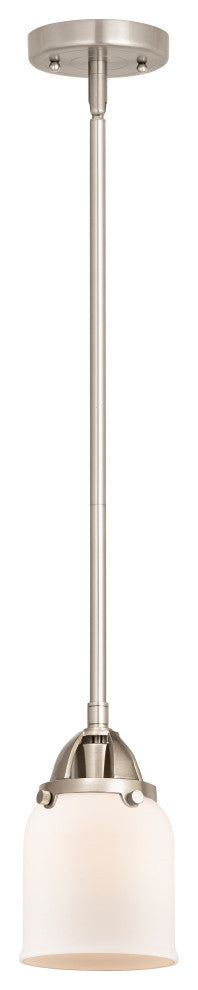 Small Bell Mini Pendant, Brushed Satin Nickel, Matte White, Matte White