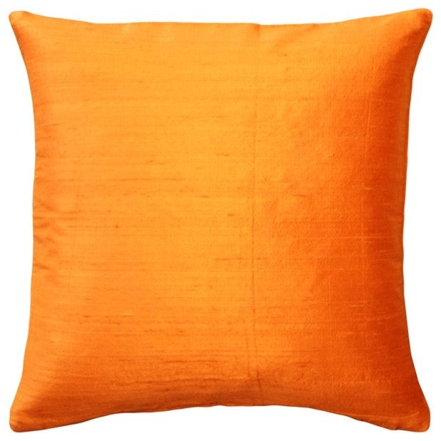 Pillow Decor Sankara Silk Throw Pillows 18"x18", Orange