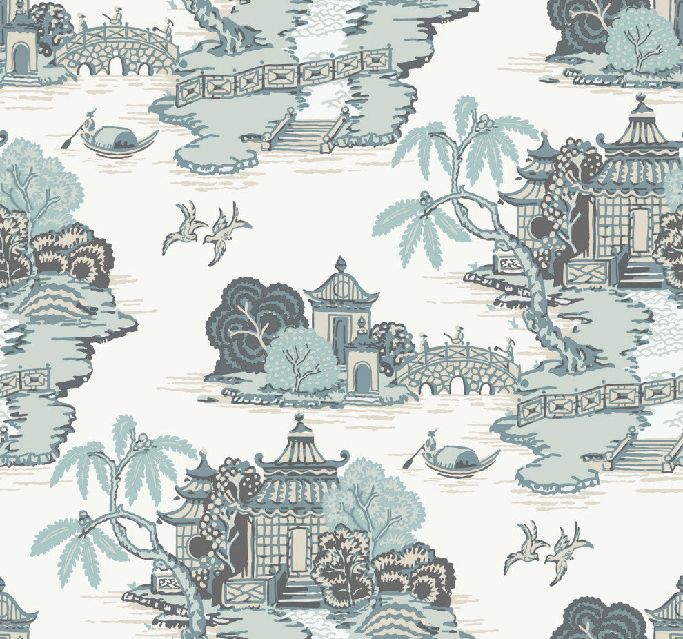 Pagoda And Sampan Scenic Seamist Wallpaper
