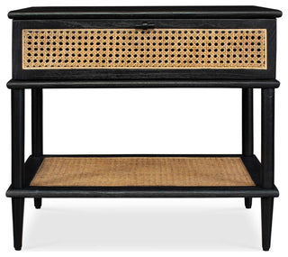 Uttermost Coast Black Rattan Side Table