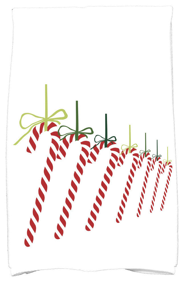 Candy Canes Holiday Geometric Print Kitchen Towel, Green