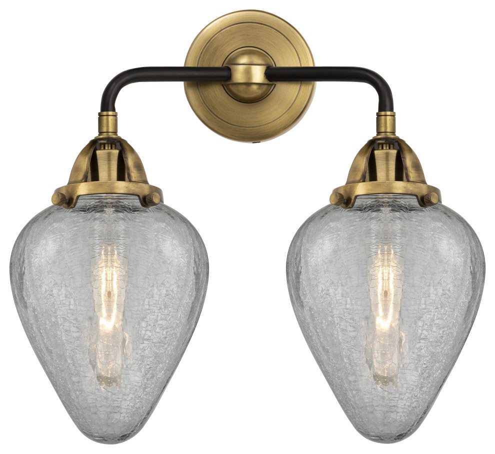 288-2W-BAB-G165 Geneseo 2 Light 14.5" Bath Vanity Light, Black Antique Brass