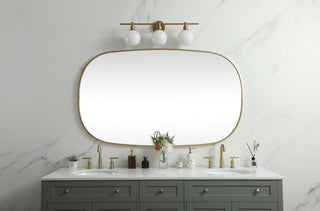 Home Living Metal Frame Oval Mirror 36x60 Inch, Brass
