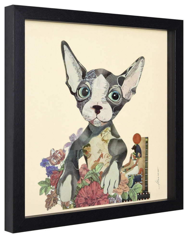 Cats Set Dimensional Collage Wall Art Framed Under Glass, Set of 4