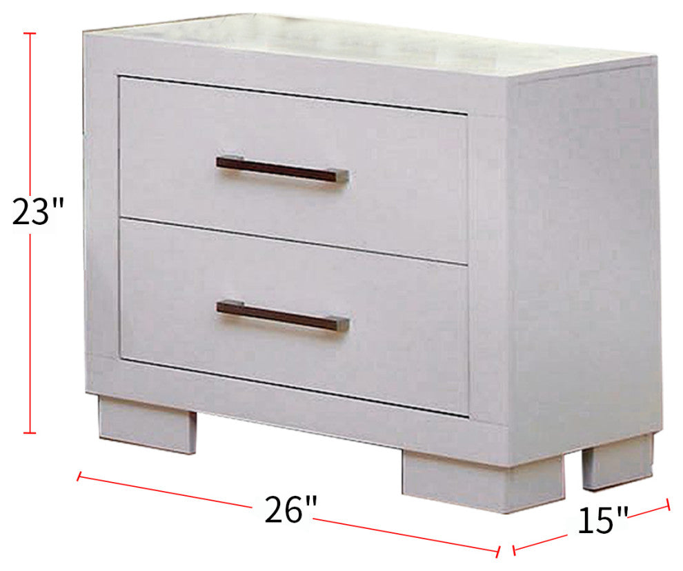 WoodNightstand with 2 Drawers, White