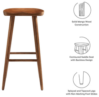 Saville Backless Wood Bar Stools - Set of 2
