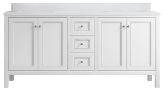 Nashville 72" Double Sink Bath Vanity, White 1.5" White Quartz