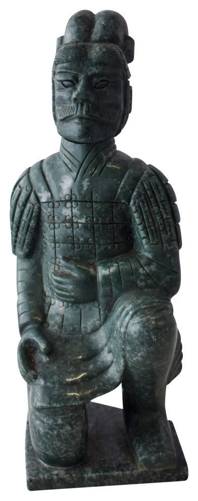 Asian Terracotta Warrior Sitting Replica Made of Marble 5" x 5" x 15"H