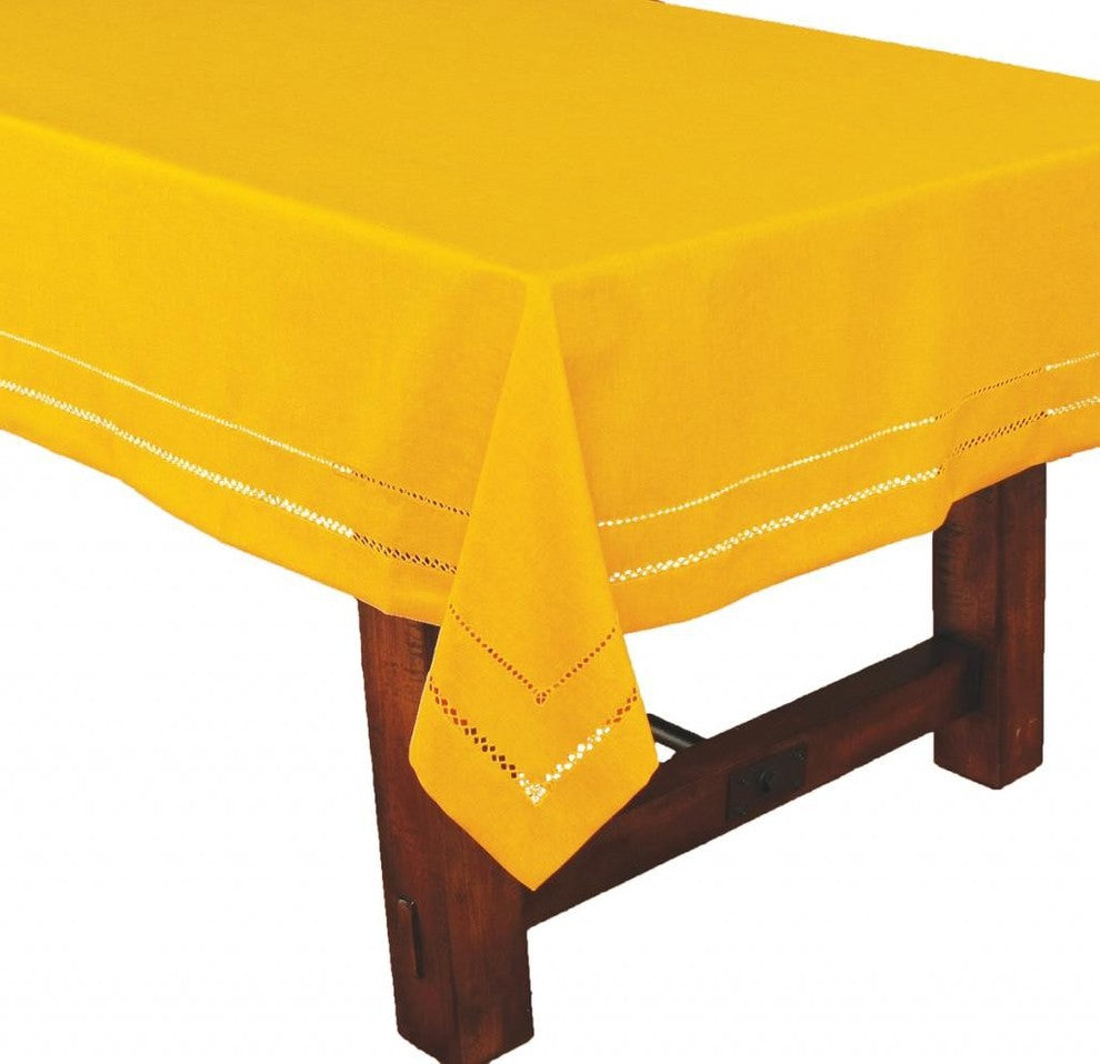 Double Hemstitch Easy Care Tablecloth, 65"x140", Gold